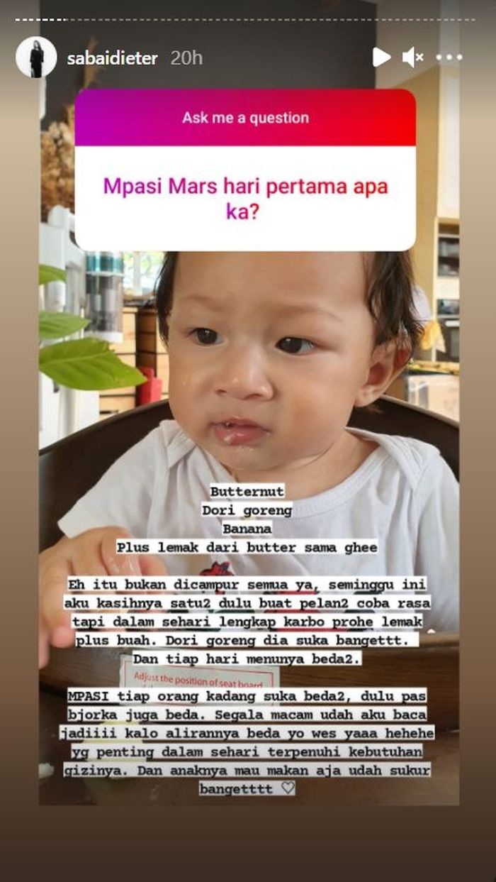Sabai Dieter curhat MPASI pertama kali anak keduanya