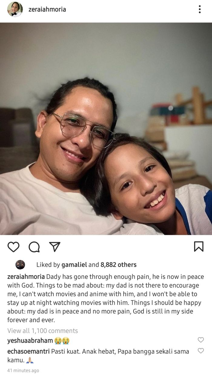 Unggahan Zeraiah Moria atas kepergian sang ayah, <a href='https://tribunmedan.cfd/tag/raditya-oloan' title='Raditya&nbsp;Oloan'>Raditya&nbsp;Oloan</a>.