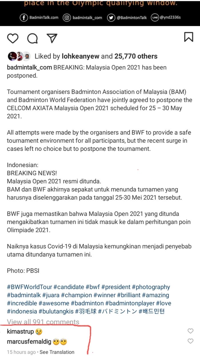 Reaksi Marcus Fernaldi dan Kim Astrup atas Kabar penundaan Malaysia Open 2021