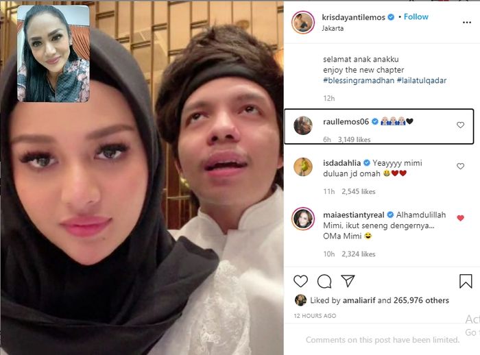 Komentar Raul Lemos di Unggahan Krisdayanti