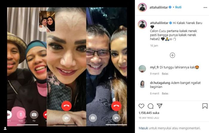 Atta mengatakan ketika anaknya lahir nanti, pasti akan bangga mempunyai nenek dan kakek yang hebat seperti orang tuanya, KD, Anang Hermansyah, dan Ashanty.