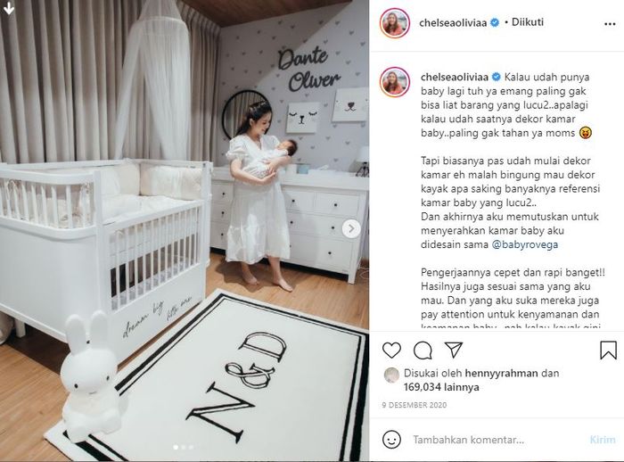 Kamar bayi di rumah artis Chelsea Olivia dan Glenn Alinskie yang menarik perhatian publik.