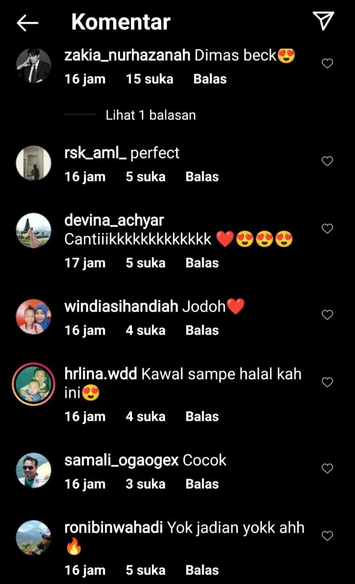 Komentar netizen yang berharap agar Luna Maya dan Dimas Beck bisa jadian