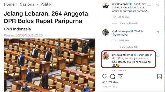 Komentar Krisdayanti di postingan Najwa Shihab