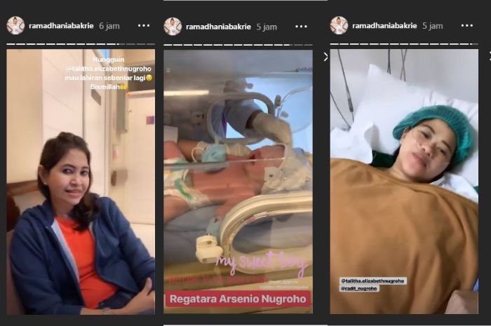 Unggahan Instagram Talitha Elizabeth saat dirinya lahiran.