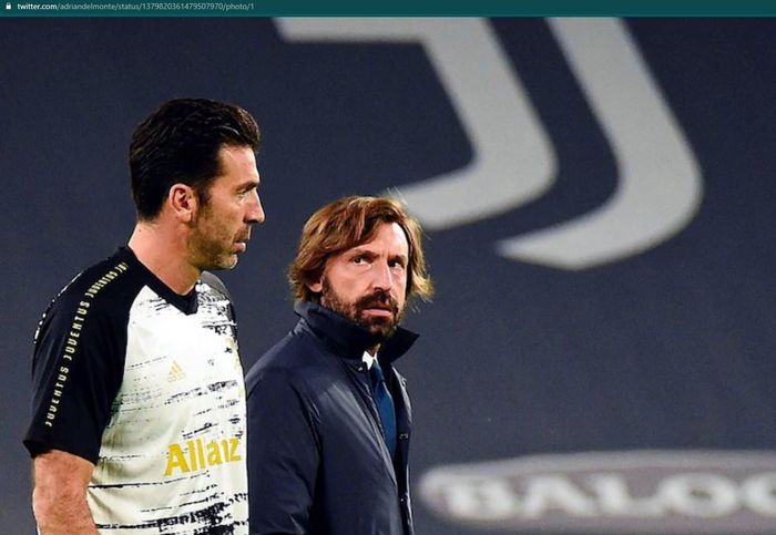 Momen kebersamaan Gianluigi Buffon dan Andrea Pirlo seusai pertandingan Juventus.