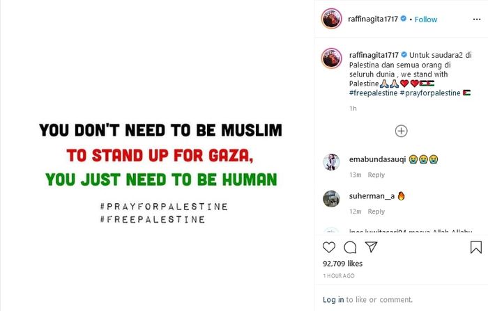 Dukungan Raffi Ahmad dan Nagita Slavina pada Palestina
