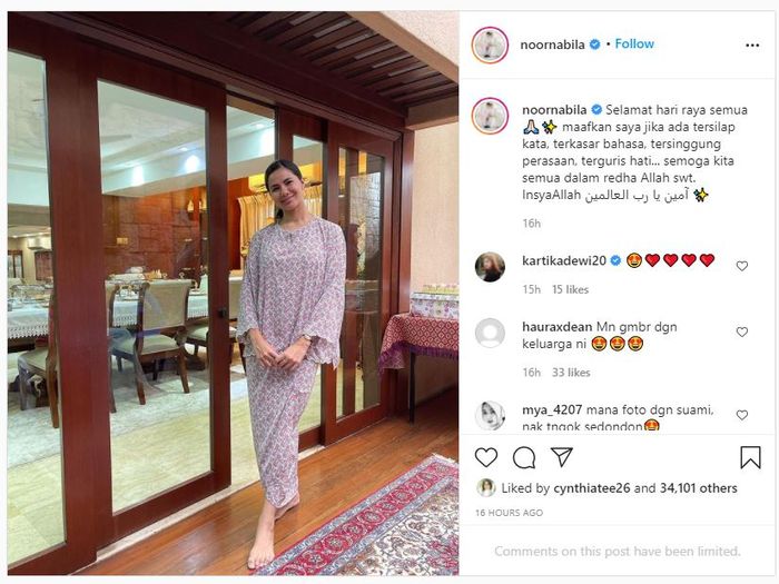 Baju lebaran Noor Nabila, istri baru Engku Emran.