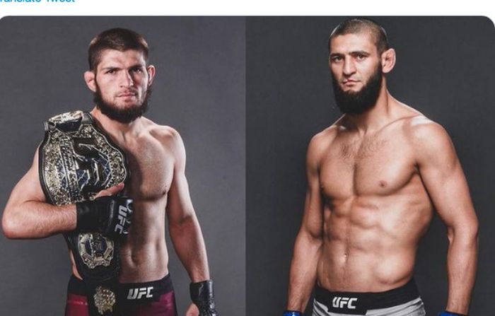 Khabib Nurmagomedov (kiri) dan Khamzat Chimaev (kanan)