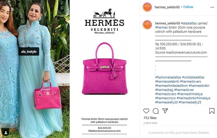 Penampilan ibunda Tasya Farasya, Ala Alatas tenteng tas Hermes