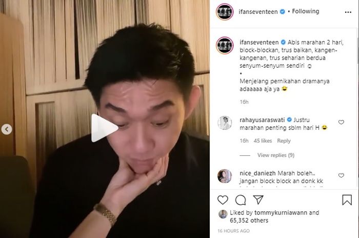 Unggahan Ifan Seventeen yang mengungkap ia dan Citra Monica sempat saling memblokir nomor menjelang hari pernikahan.