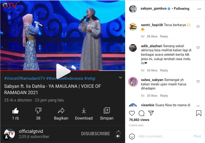 Berduet dengan Iis Dahlia usai main serong dengan Ayus Sabyan, Nissa Sabyan banjir komentar dari netizen.