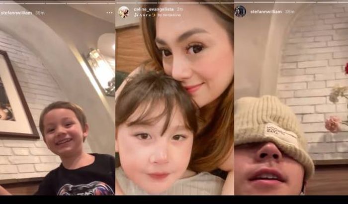 Momen <a href='https://palembang.tribunnews.com/tag/celine' title='Celine'>Celine</a> dan <a href='https://palembang.tribunnews.com/tag/stefan' title='Stefan'>Stefan</a> William bersama