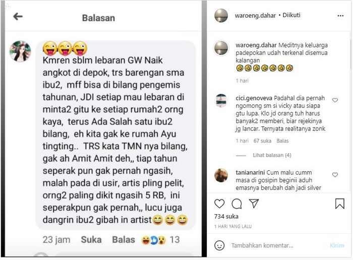 Cerita pengemis yang kapok datangi rumah Ayu Ting Ting.