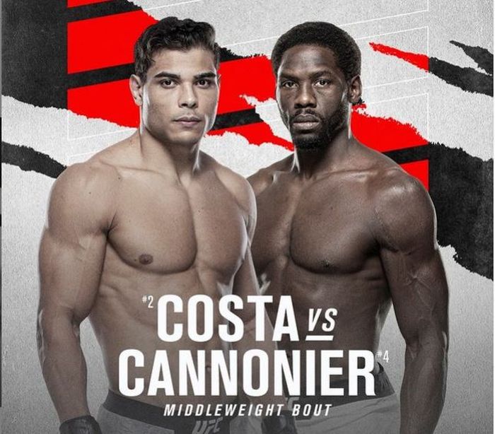 Poster duel dua jagoan sangar kelas menengah UFC, Paulo Costa (kiri) vs Jared Cannonier (kanan).