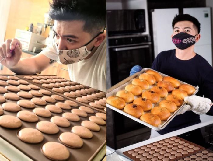 Nicky Tirta asyik membuat roti. cr: 