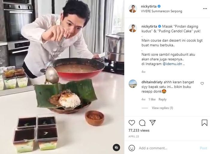 Nicky Tirta fokus membuat makanan khas daerah