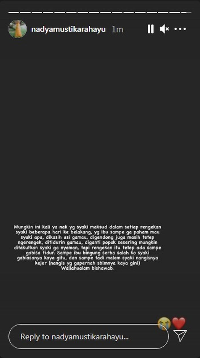 Postingan Instagram Nadya Mustika Rahayu.