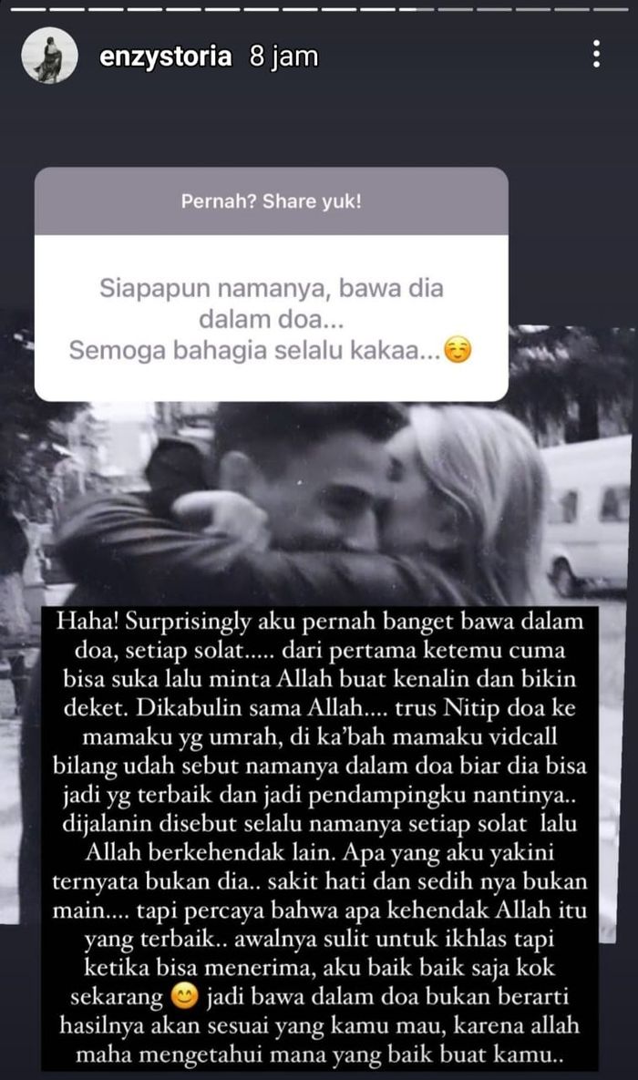 Enzy Storia curhat tentang kisah cintanya yang pahit