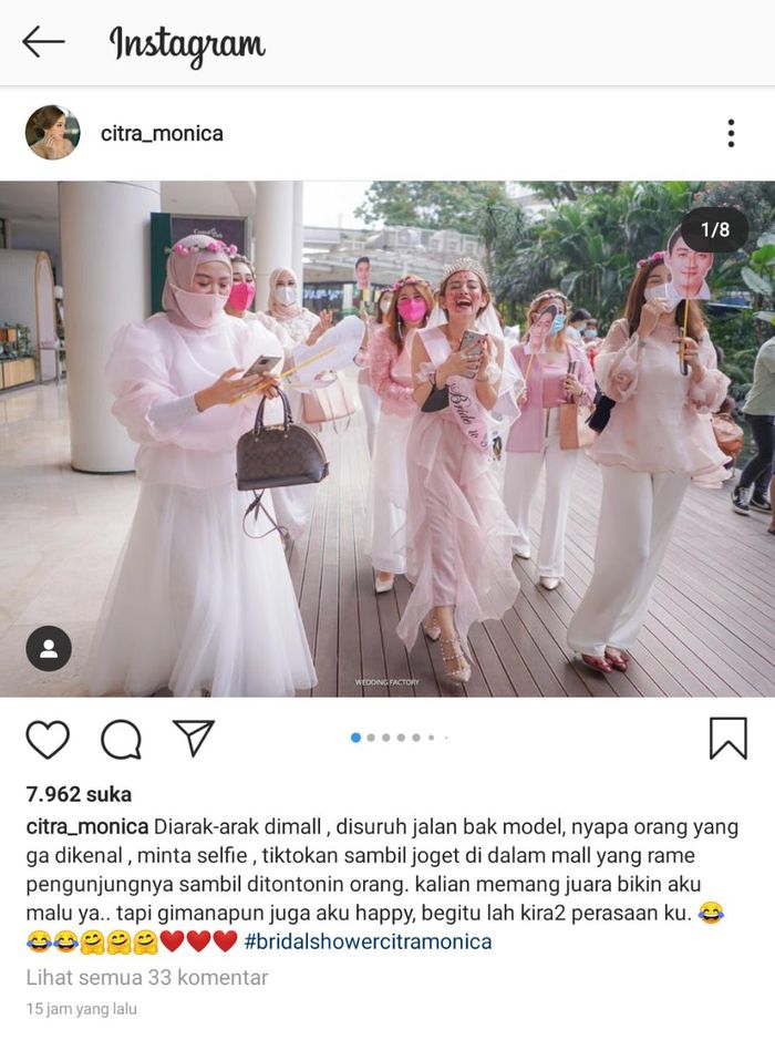 Postingan Citra MonicaTangkap layar Instagram @citra_monica