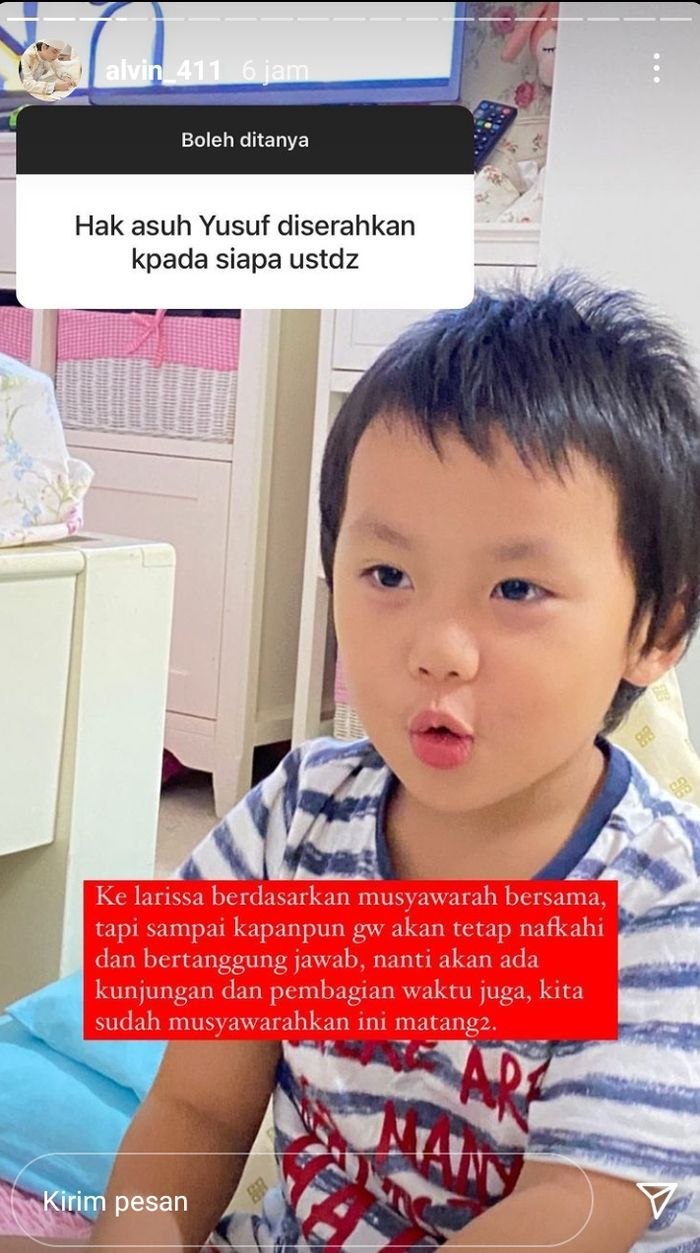 Jawaban <a href='https://jambi.tribunnews.com/tag/alvin-faiz' title='Alvin Faiz'>Alvin Faiz</a> atas hak asuh anaknya setelah bercerai dengan <a href='https://jambi.tribunnews.com/tag/larissa-chou' title='Larissa Chou'>Larissa Chou</a>.