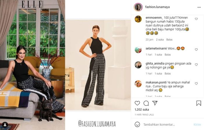 Komentar netizen terhadap harga baju Luna Maya yang jadi sorotan.