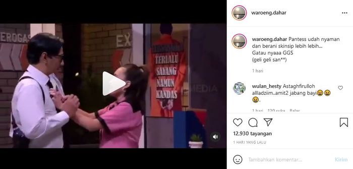 Ayu Ting Ting menarik baju Andre Taulany