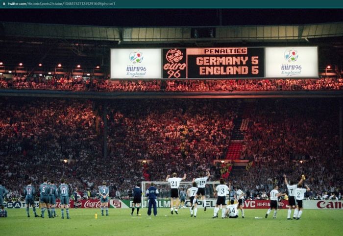 Momentum timnas Inggris takluk dari timnas Jerman pada babak semifinal Euro 1996.