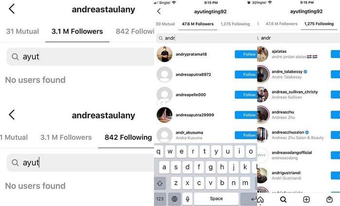 Andre Atulany dan Ayu Ting Ting saling unfollow di IG