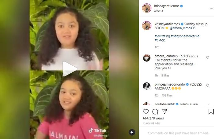 Unggahan <a href='https://tribunmedan.cfd/tag/krisdayanti' title='Krisdayanti'>Krisdayanti</a> saat Amora menyanyi.