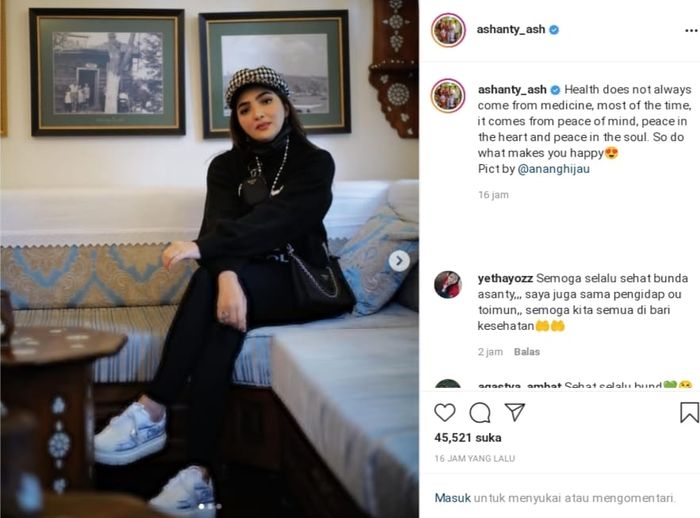Ashanty bagikan kata bijak tentang kesehatan