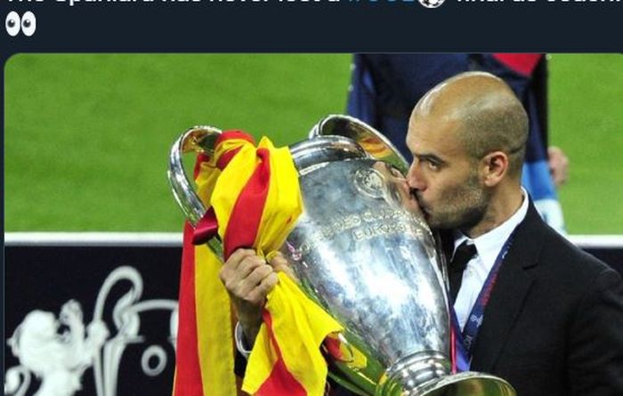 Pep Guardiola saat juara Liga Champions bareng Barcelona.