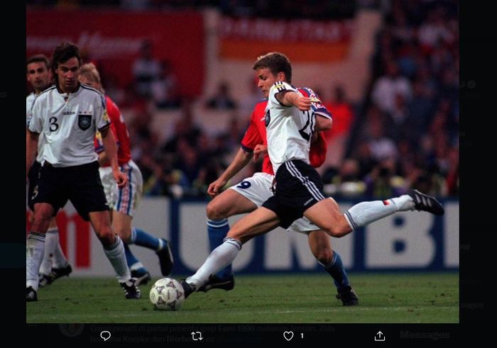Oliver Bierhoff mencetak gol emas di final Euro 1996.