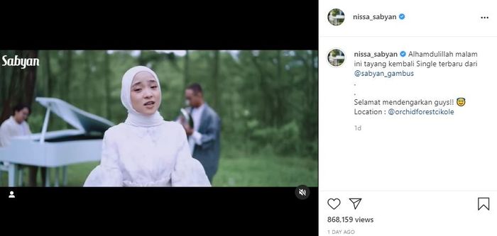 Nissa Sabyan masih matikan kolom komentar di postingan single barunya.