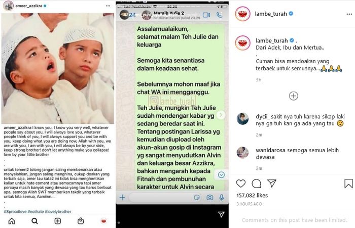Interaksi ibunda Alvin Faiz dan ibunda Larissa Chou