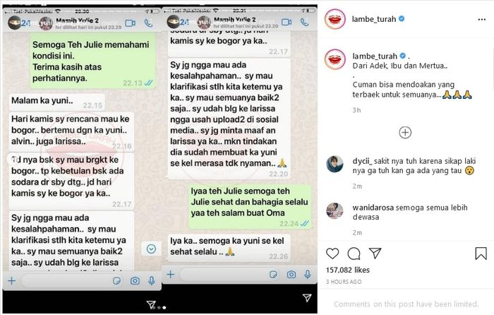 Interaksi ibunda Alvin Faiz dan ibunda Larissa Chou