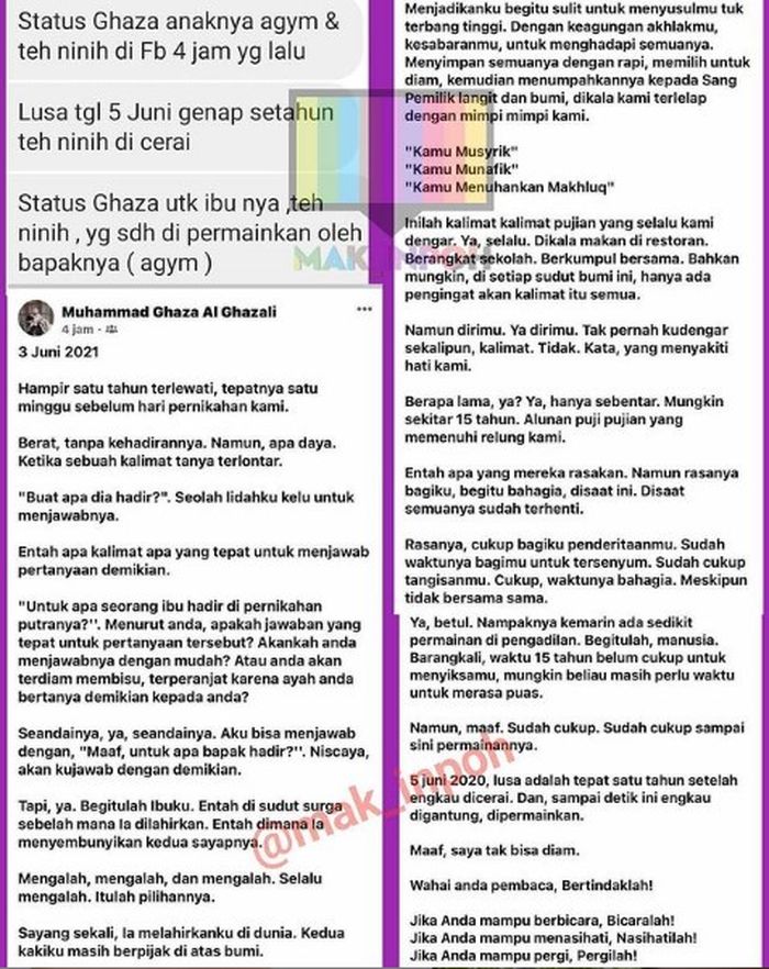 Instagram.com Status FB anak Aa Gym dan Teh Ninih
