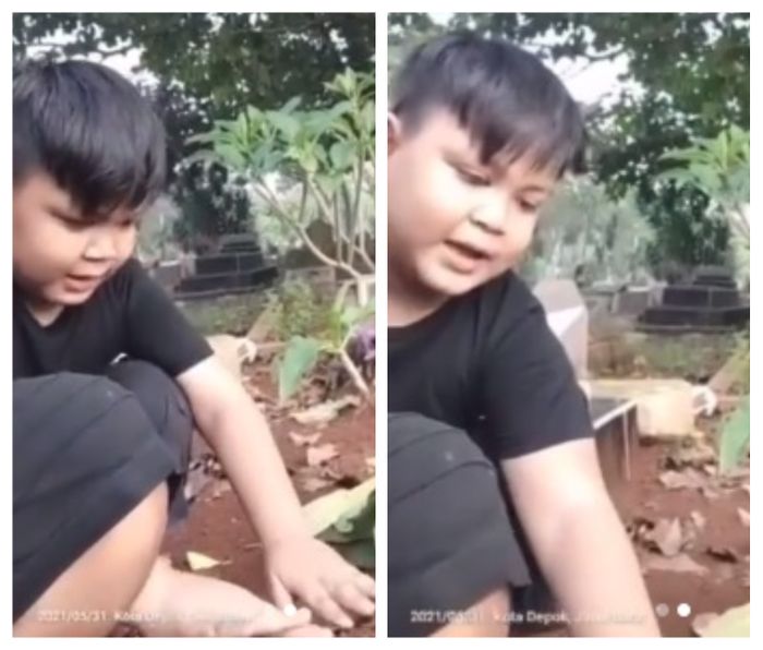 Bocah yang coba bangunkan ibunya yang baru dikubur