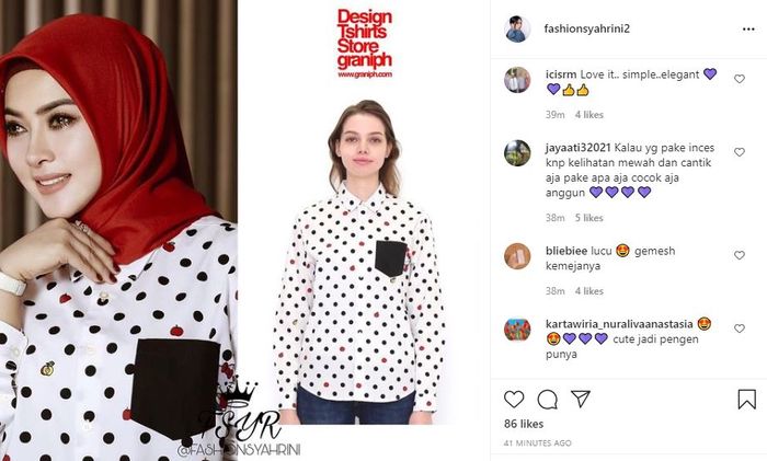 Komentar netizen melihat Syahrini pakai kemeja Hello Kitty setengah juta Rupiah.