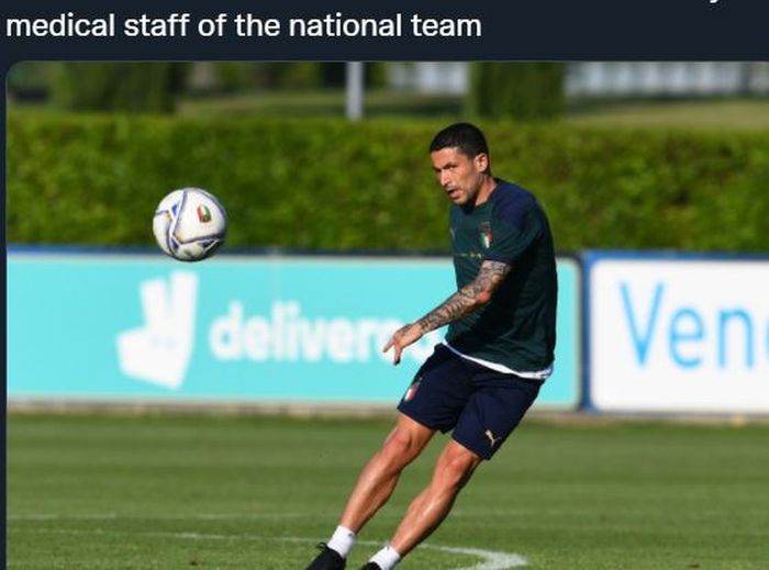 Stefano Sensi saat latihan di timnas Italia.