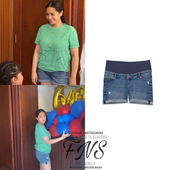 Nagita Slavina kenakan celana jeans khusus ibu hamil.