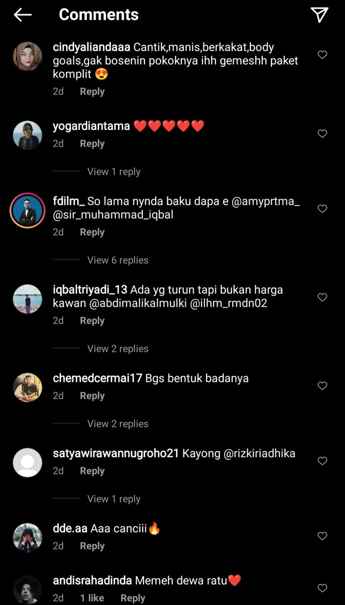 Komentar netizen di unggahan Marion Jola