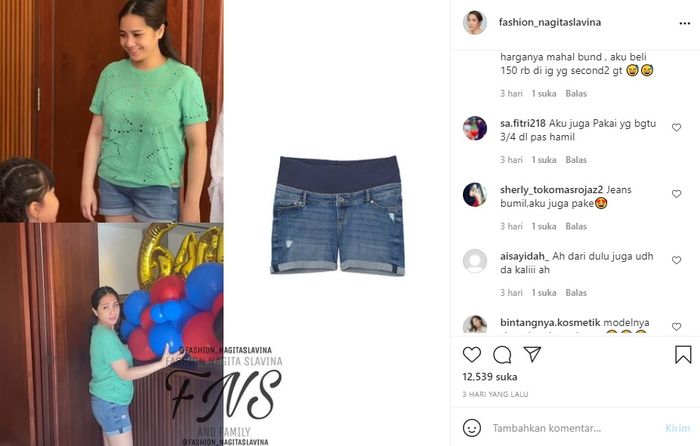 Komentar netizen terhadap celana jeans khusus ibu hamil yang dikenakan oleh Nagita Slavina.