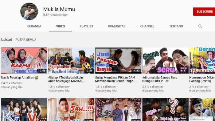 Muklis miliki kanal YouTube sendiri.