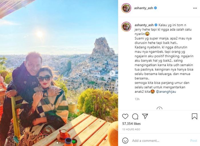 Unggahan Instagram Ashanty.