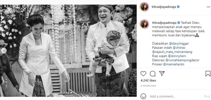 Titi Rajo Bintang gelar acara tedak sinten