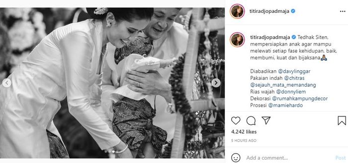 Titi Rajo Bintang gelar acara tedak sinten