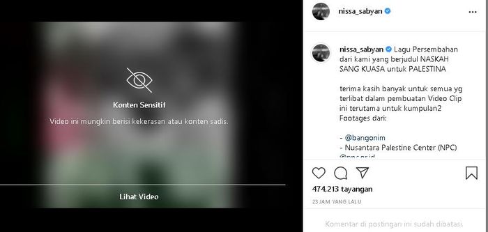 Unggahan <a href='https://medan.tribunnews.com/tag/nissa-sabyan' title='Nissa Sabyan'>Nissa Sabyan</a>.