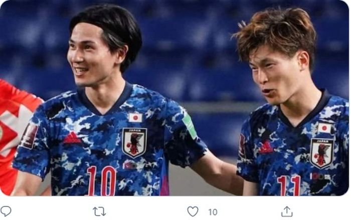 Takumi Minamino saat memperkuat timnas Jepang.