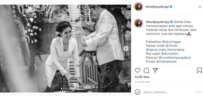 Titi Rajo Bintang gelar acara tedak sinten